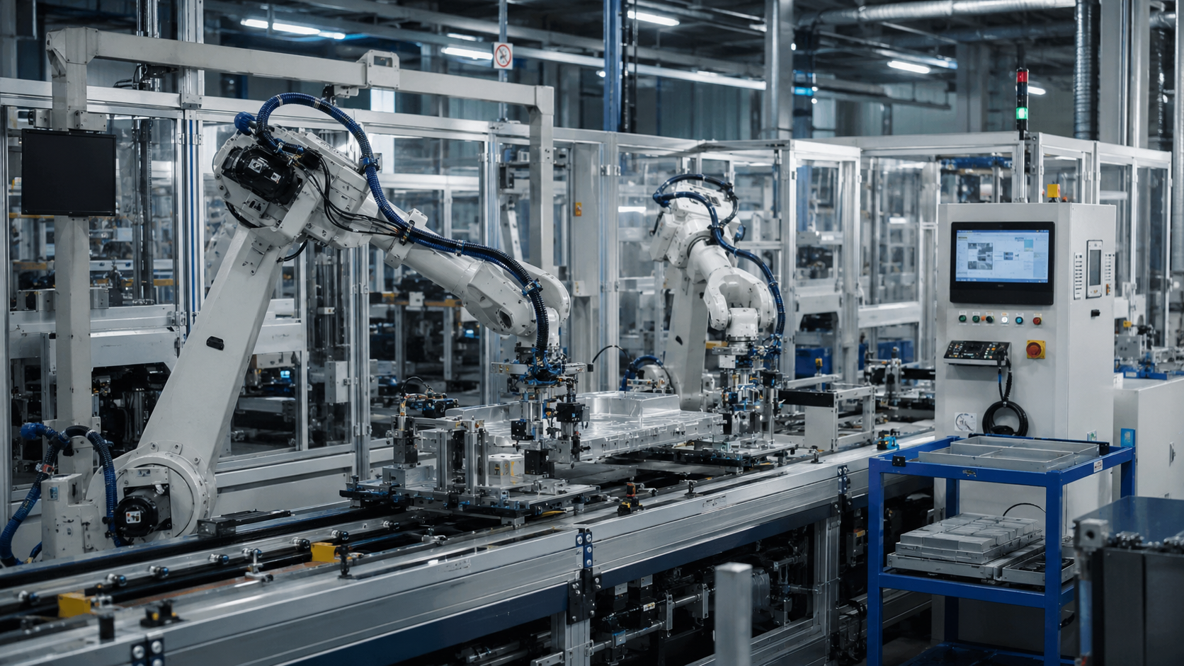 Automatisierte Roboterzelle in der Montagelinie